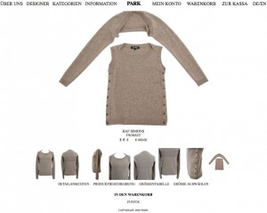 Twinset für Herren, Raf Simons, Park Onlineshop, Screenshot